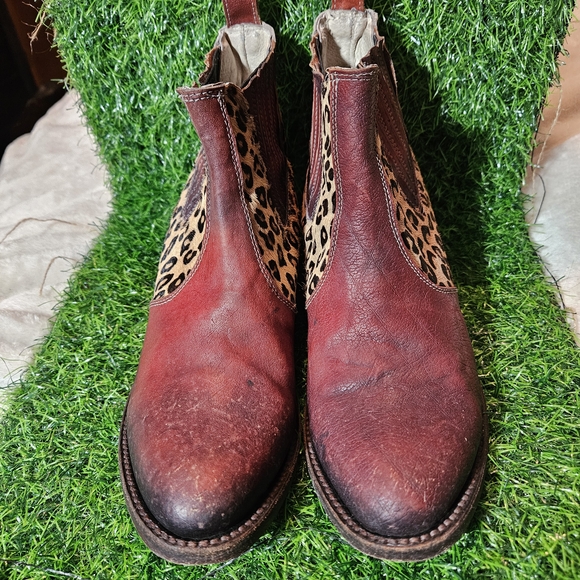Freebird by Steven Maroon and Leopard Ankle Boots womens size 9 - Picture 2 of 8